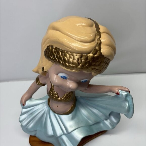 Belly Dancer Smiley Blond Girl Ceramic Atlantic Mold 12" Tall Glitter Uncommon - Picture 2 of 16